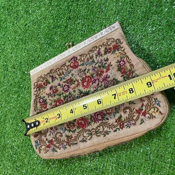 Vintage Floral Clutch Tapestry Handbag Purse Frame Boho Cottagecore - Picture 6 of 8